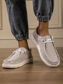 Scarpe da barca uomo slip-on in tela casual, alla moda e leggere - Beige - Visualizzare 4