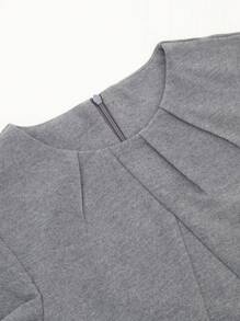 HOMEYEE 大碼荷葉邊下擺腰後背開衩荷葉邊下擺腰洋裝 - 灰色 - 查看 5