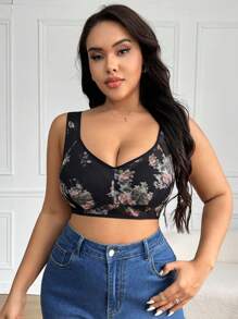 Mesh Plus Size Bralette Wireless (1pc) - Multicolor - View 5