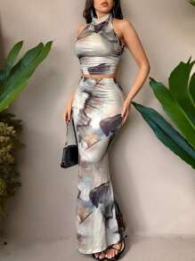 Firerie 女士露肩無背上衣+長裙人魚裙二件套 - 彩色 - 查看 2