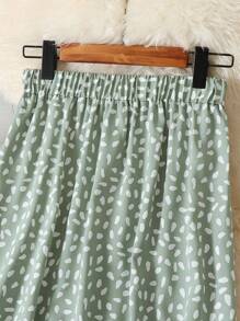 Falda larga de verano con estampado integral para mujer - Verde - Ver 3