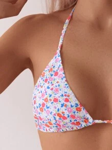 Swim Mod Random Floral Printed Two Pieces Bikini Set, Summer Beachwear - Multicolor - View 4