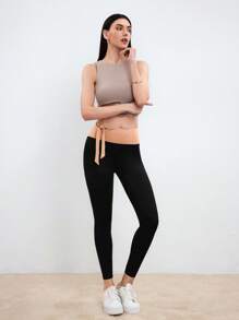 SHEIN Sport Studio Women's Fashion Color Block Compression Sports Leggings Legging Shorts