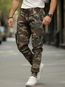 Camouflage Multifunctional Pocket Men's Outdoor Overalls - Army Green - View 1