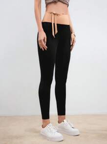 SHEIN Sport Studio Women's Fashion Color Block Compression Sports Leggings Legging Shorts