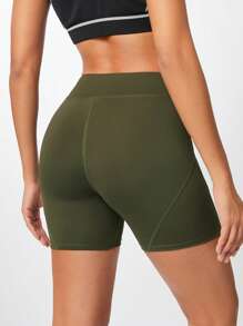 Streetz SHEIN Sport 女士夏季高腰純色運動摩托車短褲 - 軍綠色 - 查看 9
