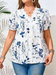 EMERY ROSE Chemise blanche imprimée de fleurs pour femme grande taille - Blanc - Voir 5