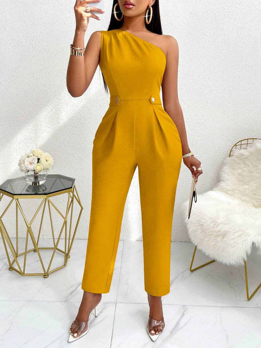 SOLERSUN One Shoulder Wide Leg Jumpsuit - Ginger - View 1
