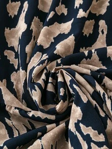 Robe décontractée longue à manches courtes et encolure V, avec imprimé tout-sur-tout en contraste de dentelle, pour femmes grandes tailles, pour l'été - Multicolore - Voir 3