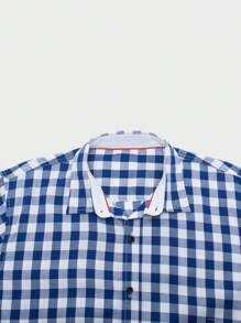 Manfinity Homme Men Gingham Button Casual Graphic Collar Long Sleeve Through Shirt, For Going Out, For Fall