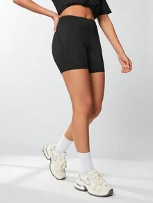 Streetz SHEIN Sport 適用於戶外露營，徒步旅行，通勤，運動的運動短褲 - 黑色 - 查看 5