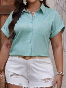 SHEIN VCAY Plus size strand dameskledingoverhemd