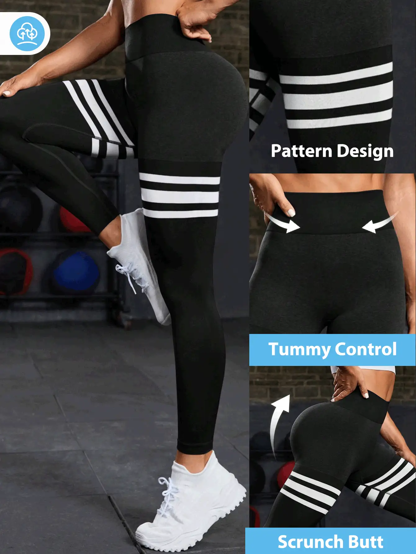 Easithlete Seamless High Waist Sports Leggings Yoga Women Pants - Black and White - View 2