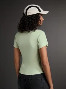 Gameset SHEIN Sport Women's Solid Color Round Neck Short Sleeve Casual Sports T-Shirt - Green - View 2