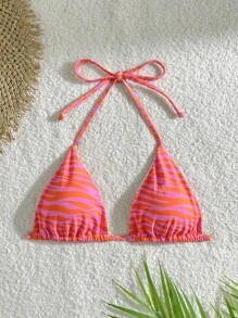 SHEIN Swim 女士随机印花简约风格日常泳装上衣夏季 - 彩色 - 查看 3