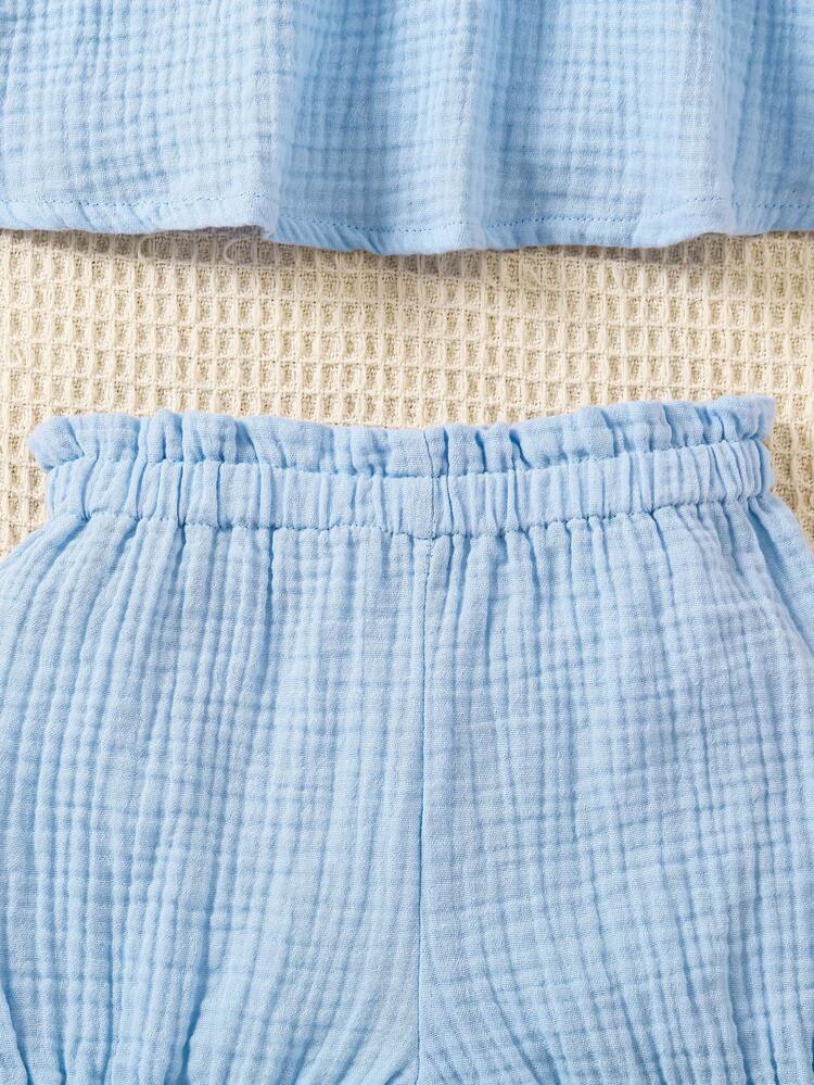 Young Girl Summer Holiday Crochet Splice Cami Top And Shorts Set