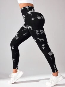 SHEIN Core Rhythm Farbblock Elastische Lässig Sport Leggings für Herbst Yoga Damen Hosen