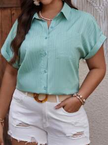 SHEIN VCAY Plus size strand dameskledingoverhemd