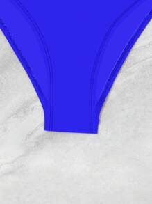 Conjunto de bikini acolchado y con aros separados, liso, para la playa de verano - azul real - Ver 4
