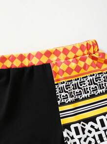 Baby Boy Geometric Printed Round Neck Short Sleeve Casual T-Shirt And Shorts Set, Summer - Multicolor - View 6