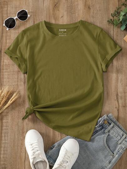 INAWLY 素色圓領T恤