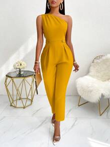 SOLERSUN One Shoulder Wide Leg Jumpsuit - Ginger - View 4
