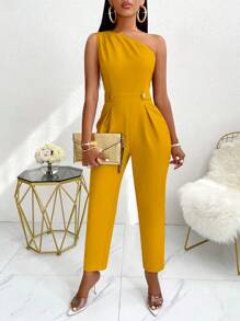 SOLERSUN One Shoulder Wide Leg Jumpsuit - Ginger - View 6