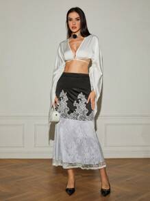 SHEINNeu 女士時尚花朵網紗裙 - 彩色 - 查看 4