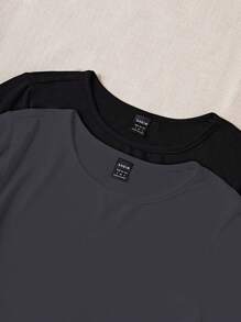 SHEIN Unity 女士簡約純色短袖連身衣 - 深灰色 - 查看 6