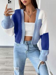 Flirla Loose Colorblock Slouchy Cardigan With Long Sleeves,Long Sleeve Tops Fall Winter Cloth For Women