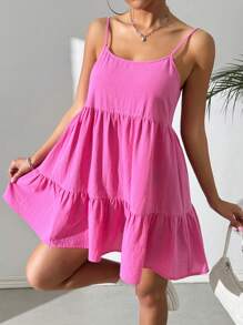 SHEIN EZwear 夏季休閒粉色無袖洋裝，背部開放設計 - 粉色 - 查看 5