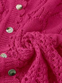 SHEIN Holidaya Plus Size Hollow Design Button Front Cardigan Sweater For Women