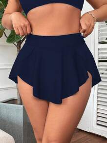 SHEIN Swim Curve 大碼女士純色泳裝底褲，夏季沙灘泳衣 - 藏蓝色 - 查看 5
