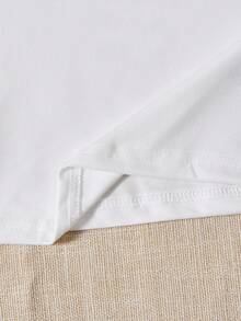 Tween Girl Plain Crew Neck Summer Short Sleeve Crop T-Shirt - Blue - View 8