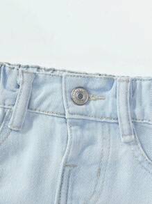 SHEIN ChillGRL Váy denim dáng rộng thông thường cho cô gái trẻ có nhiều túi - Rửa nhẹ - Xem 5