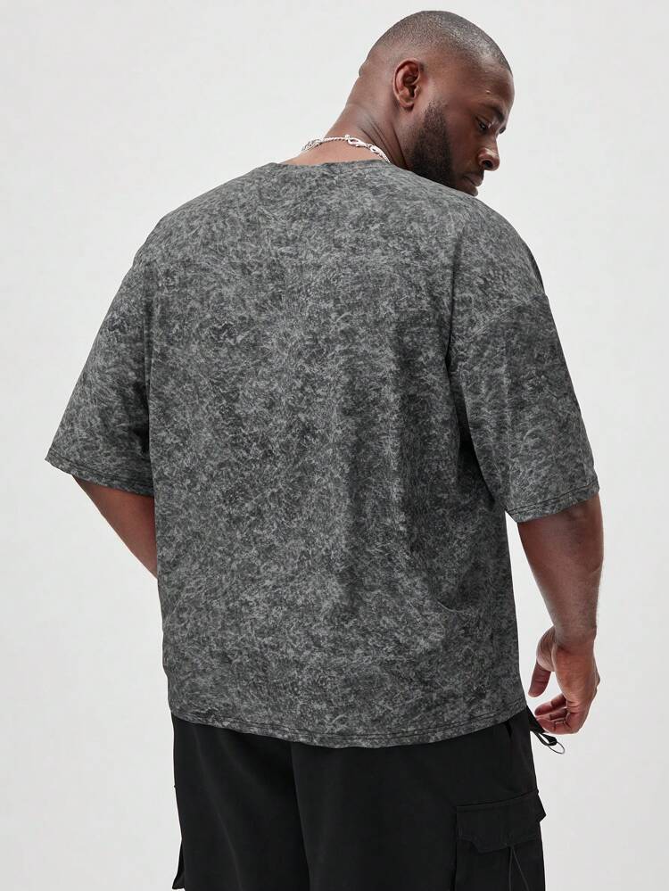 Men's Plus Size Round Neck Allover Print Summer Casual Short Sleeve T-Shirt