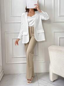 Modelyn Women's Fashionable Lace Spliced Hooded Blazers, Summer - White - View 4