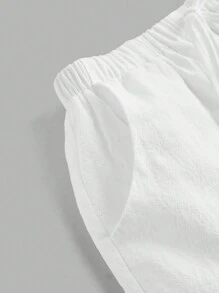 Comfortcana 女士夏季亚麻短裤黑白两件套