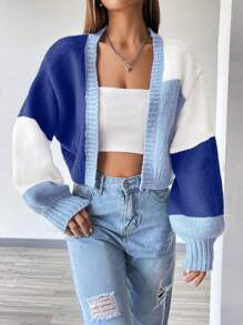 Flirla Loose Colorblock Slouchy Cardigan With Long Sleeves,Long Sleeve Tops Fall Winter Cloth For Women