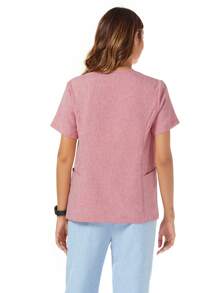 TaskEZ Top uniforme quotidiano semplice di colore solido - Rosa - Visualizzare 5