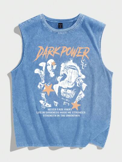 Street Life Parte superior de tirantes con gráfico con lema de moda para hombre, adecuada para combinar en primavera y verano, escuela