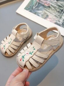 Sandalias bordadas para niñas, zapatos de princesa para niños pequeños - Beis - Ver 3