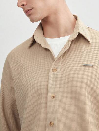 Easy Care Men's 2pcs Knit Solid Color Loose Fit Casual Jacket And Regular Fit Straight Casual Shorts, Suitable For Daily Wear In Spring And Summer