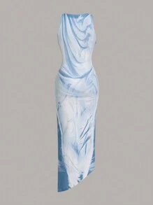 SHEIN ICON Body Heat Map Print Tank Long Dress,Pastel Dresses For Women