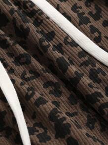 Livesso Women's Leopard Print Simple Daily Long Pants - Brown - View 7