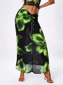 MUSERA Fashion Summer Floral Print Chiffon Maxi Skirt Boho Summer Cute Vacation