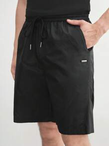 Manfinity VCAY Men's Woven Nylon Windproof Breathable Shorts, Slim-Fit Casual Straight Shorts, Suitable For Summer And Daily Wear - Black - View 14