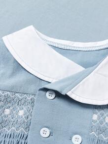 Souflis Souflis Eleganter französischer Retro-Kragen, doppelt-reihiger Kleinkind-Romper aus Zopfmuster, Frühling/Sommer