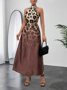 RueChic Backless Dress With Leopard Print - Multicolor - View 3