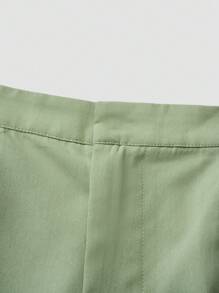 Celure Shorts larges et décontractés plissés couleur unie pour femmes grandes tailles, pour porter au quotidien - Vert - Voir 4